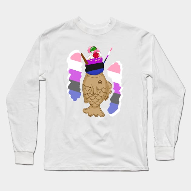 Pride Taiyaki design, 2nd wave (genderfluid) Long Sleeve T-Shirt by VixenwithStripes